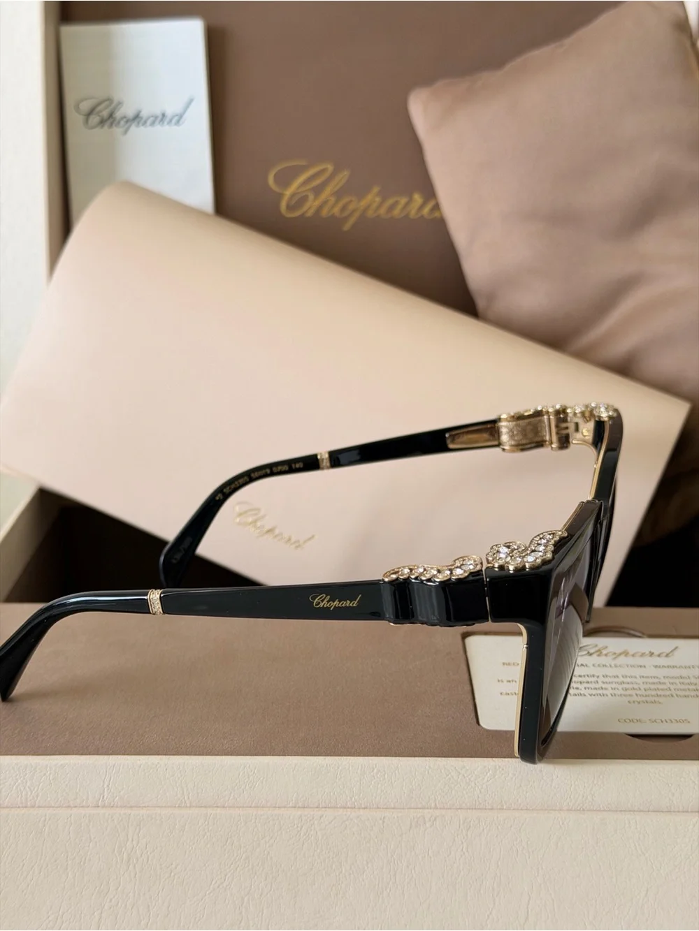 NEW Chopard Limited Edition SCH330S 0700 Sunglasses Gold Crystal Authentic